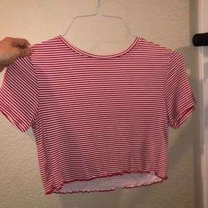 Red White Striped Cropped Top